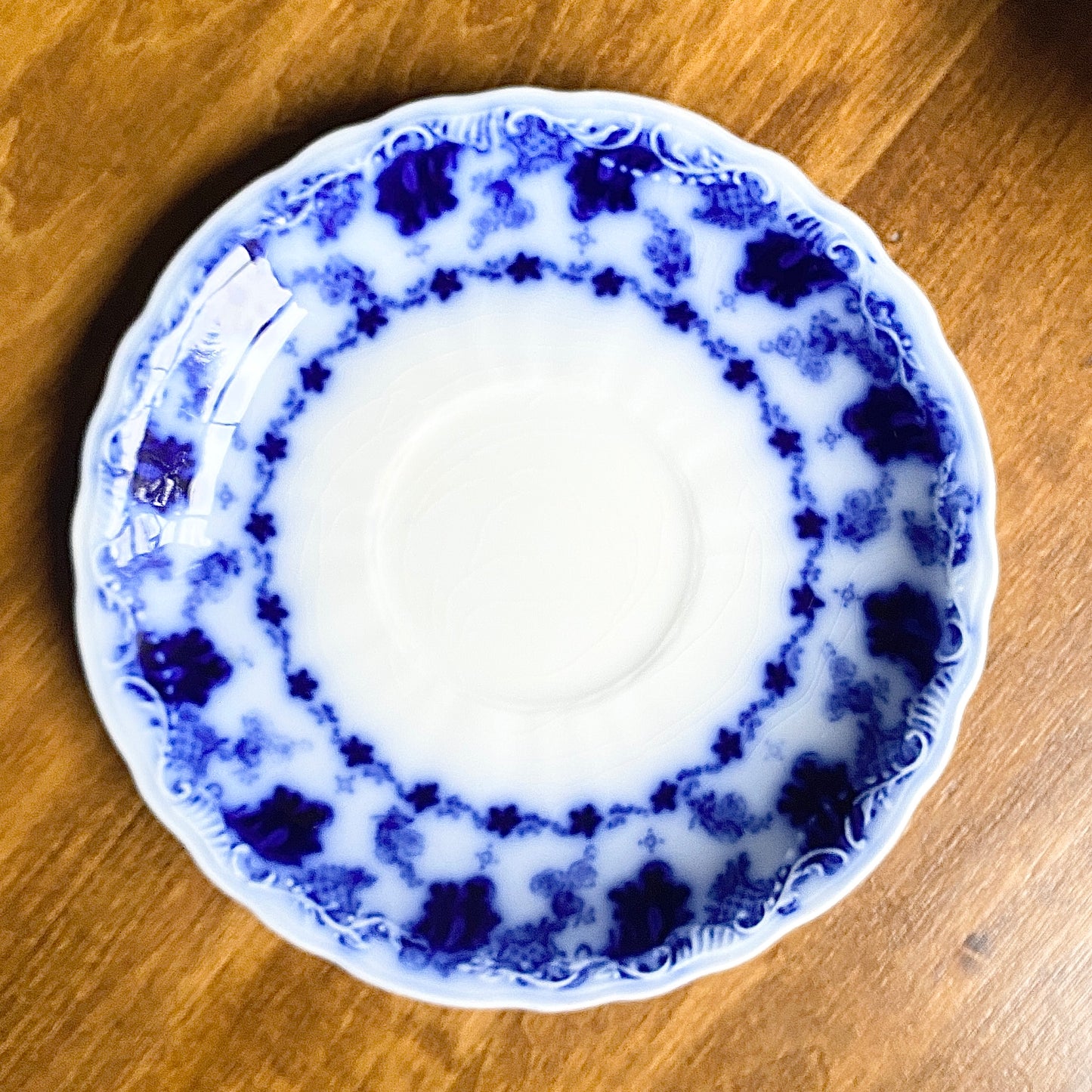 Flow Blue Teacup & Saucer 'Astoria'